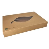 Transportne in catering škatle, karton "pure" 8 cm x 55,7 cm x 37,6 cm rjava "100% Fair" s PLA okencem