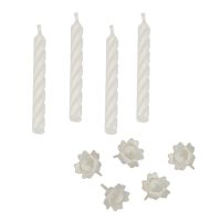 Rojstnodnevne sveče s podstavki 6 cm bela