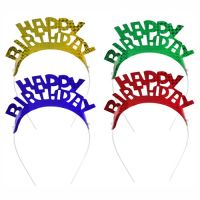 Tiara sortirane barve "Happy Birthday" metalik"