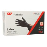 "WORK-INN/PS" Lateks rokavice, brez pudra "Black Grip" črna velikost S