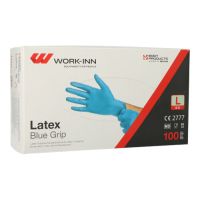 "WORK-INN" Lateks rokavice, brez pudra modra "Blue Grip" velikost L
