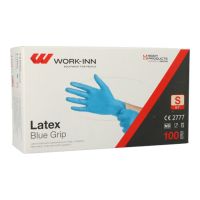 "WORK-INN" Lateks rokavice, brez pudra modra "Blue Grip" velikost S