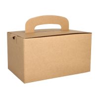 Lunch box, papir "pure" kvadratna 12,5 cm x 15,5 cm x 22,5 cm rjava z ročajem