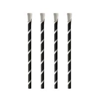 Slamice z žličko, papir Ø 8 mm · 20 cm črna/bela "Stripes"