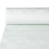 Namizni prt, papir, damast izgled 50 m x 1,2 m bela