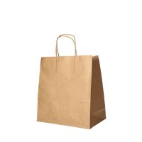 Nosilne vrečke, papir 25 cm x 26 cm x 17 cm rjava z zavitim ročajem