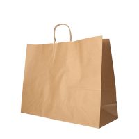 Nosilne vrečke, papir 27 cm x 32 cm x 21,5 cm rjava z zavitim ročajem