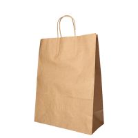 Nosilne vrečke, papir 35 cm x 26 cm x 12 cm rjava z zavitim ročajem