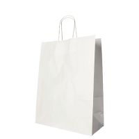 Nosilne vrečke, papir 35 cm x 26 cm x 12 cm bela z zavitim ročajem