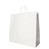 Nosilne vrečke, papir 35 cm x 35 cm x 14 cm bela z zavitim ročajem