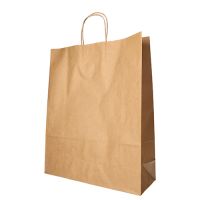 Nosilne vrečke, papir 40 cm x 32 cm x 12 cm rjava z zavitim ročajem