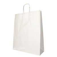 Nosilne vrečke, papir 40 cm x 32 cm x 12 cm bela z zavitim ročajem