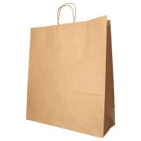 Nosilne vrečke, papir 41 cm x 35 cm x 14 cm rjava z zavitim ročajem
