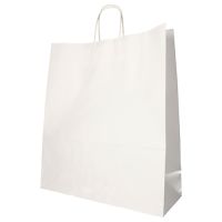 Nosilne vrečke, papir 41 cm x 35 cm x 14 cm bela z zavitim ročajem