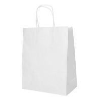 Nosilne vrečke, papir 44 cm x 32 cm x 17 cm bela z zavitim ročajem