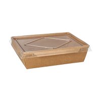 Sklede za solato, karton kvadratna 900 ml 4,9 cm x 18,8 cm x 14,7 cm rjava s pokrovom