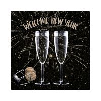 Serviete, 3-slojne zložene 1/4 25 cm x 25 cm "Welcome New Year"