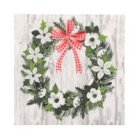 Serviete, 3-slojne zložene 1/4 33 cm x 33 cm "Christmas Wreath"
