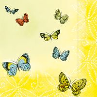 Serviete, 3-slojne zložene 1/4 33 cm x 33 cm "Papillons"