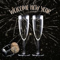 Serviete, 3-slojne zložene 1/4 33 cm x 33 cm "Welcome New Year"