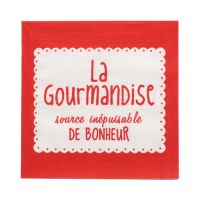 Serviete, 3-slojne zložene 1/4 33 cm x 33 cm rdeča "La Gourmandise"
