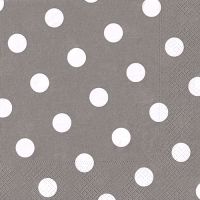 Serviete, 3-slojne zložene 1/4 40 cm x 40 cm siva "Dots"