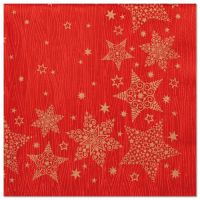 Serviete, 3-slojne zložene 1/4 40 cm x 40 cm rdeča "Christmas Shine"