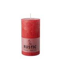Sveče, cilinder Ø 68 mm · 130 mm rdeča "Rustic" barvne v celoti