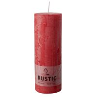 Sveče, cilinder Ø 68 mm · 190 mm rdeča "Rustic" barvne v celoti