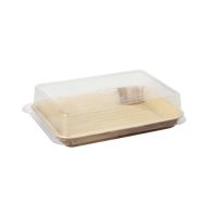 Škatle za sushi palmov list kvadratna 150 ml 4,4 cm x 17,5 cm x 12,2 cm natur s pokrovom iz rPET