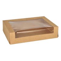 Škatle za sushi Pappe, PLA-beschichtet kvadratna 4,5 cm x 19,5 cm x 14 cm rjava