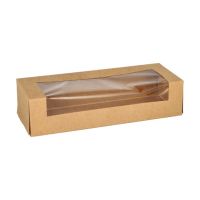 Škatle za sushi Pappe, PLA-beschichtet kvadratna 4,5 cm x 19,5 cm x 7 cm rjava