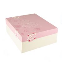 Karton za torte s pokrovom kvadratna 30 cm x 30 cm x 13 cm weiss/rosa "Lovely Flowers"