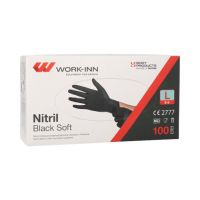 "WORK-INN/PS" Nitril rokavice, brez pudra "Black Soft" črna velikost L