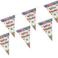 Veriga z zastavicami, folija 4 m "Happy Birthday" odporno na vreme