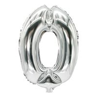 Balon iz folije 35 cm x 20 cm srebrna "0"