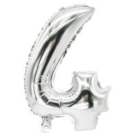 Balon iz folije 35 cm x 20 cm srebrna "4"