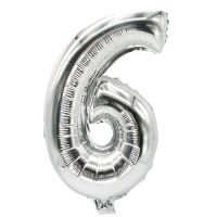 Balon iz folije 35 cm x 20 cm srebrna "6"