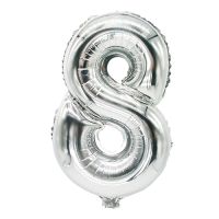 Balon iz folije 35 cm x 20 cm srebrna "8"