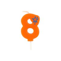 Sveča s številkami, mini 6,8 cm oranžna "8"