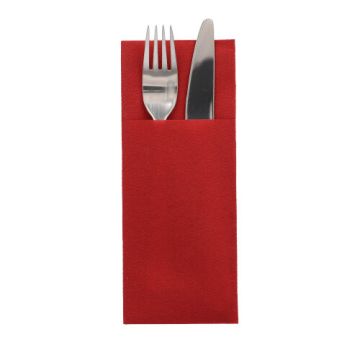 Vrečke za pribor zložene, airlaid 40 cm x 33 cm bordeaux z zarezo za pribor