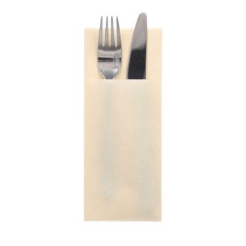 Vrečke za pribor zložene, airlaid 40 cm x 33 cm krem z zarezo za pribor