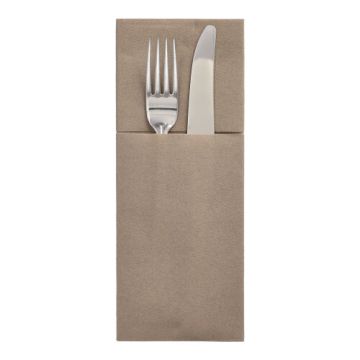 Vrečke za pribor zložene, airlaid 40 cm x 48 cm sivo rjava "Premium" z zarezo za pribor