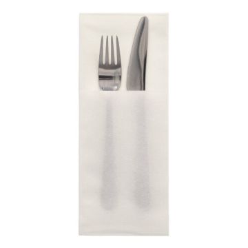 Vrečke za pribor zložene, airlaid 40 cm x 48 cm bela z zarezo za pribor