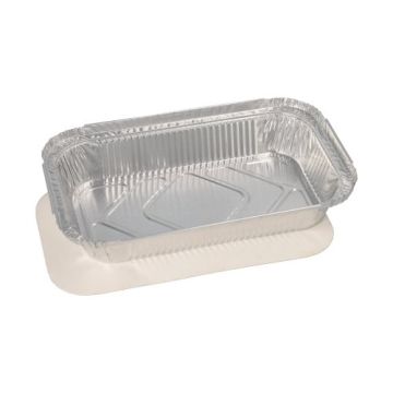 Alu posode s pokrovi iz PP prevlečenega kartona kvadratna 0,65 l 3,4 cm x 13 cm x 22 cm za lasagne