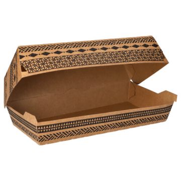 Škatla za bageto; material iz svežega kartona 7,5 cm x 10,7 cm x 22 cm rjava "Maori" velik