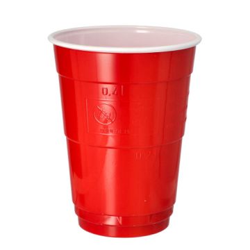 Kozarci za pivo, PS 0,4 l Ø 9,5 cm · 12 cm rdeča/bela
