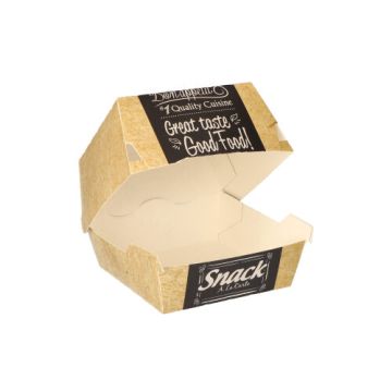 Škatla za burger; material iz svežega kartona "pure" 7 cm x 9 cm x 9 cm "Good Food" male