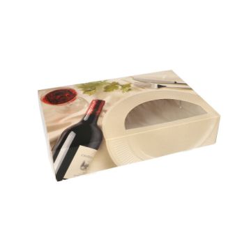 Transportne in catering škatle 8 cm x 24,5 cm x 35,5 cm "Burgund" z okencem, enodelne