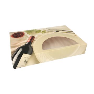 Transportne in catering škatle 8 cm x 31,5 cm x 46,2 cm "Burgund" z okencem, enodelne
